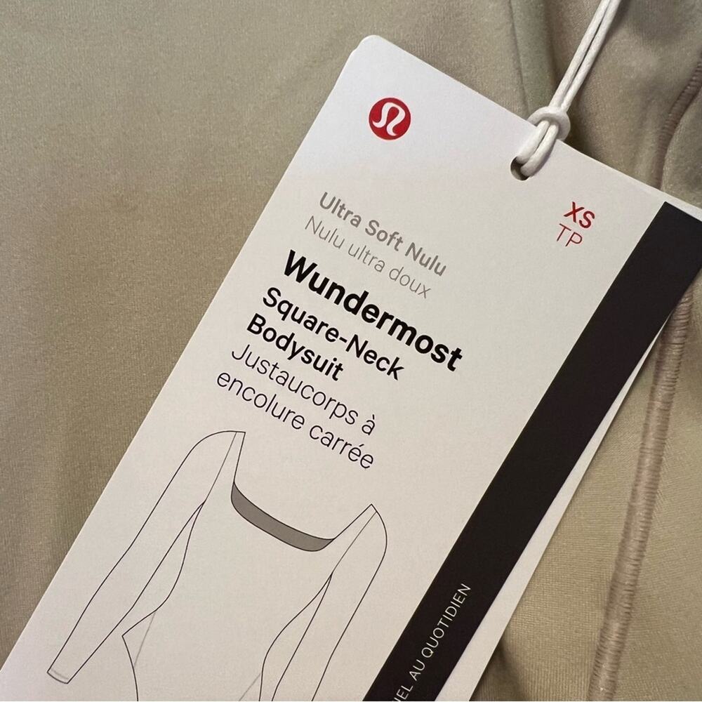 Lululemon XS Wundermost Ultra-Soft Nulu Square-Neck Long-Sleeve Bodysuit Mojave - Picture 6 of 7